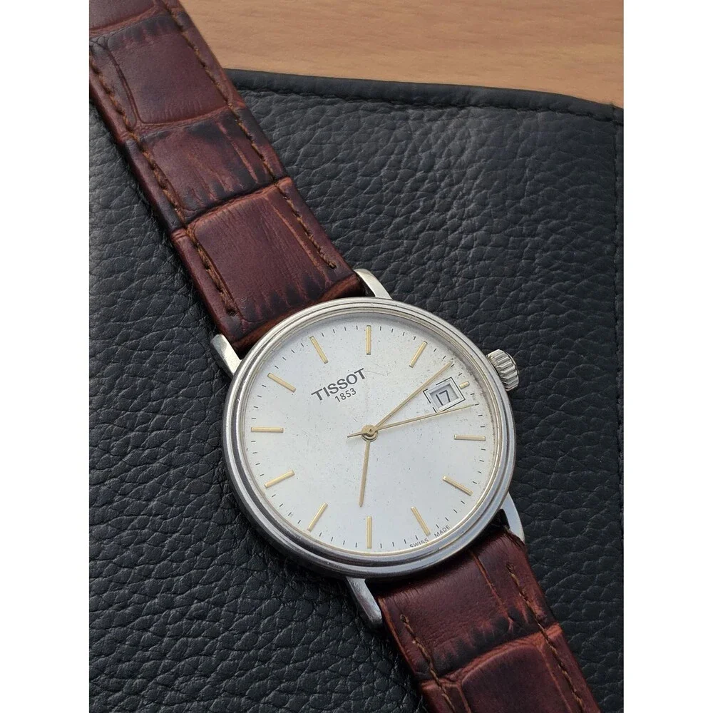 Vintage Tissot T870/970 Silver Quartz Dress Watch Stainless Steel Swiss Made 90s